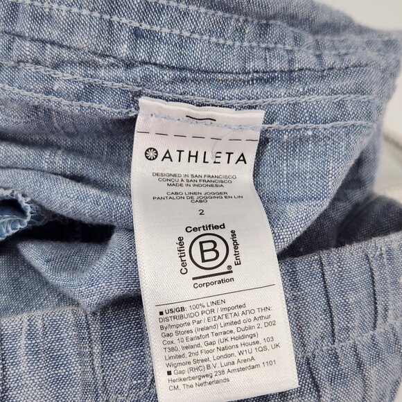 Athleta Cabo Linen Joggers Womens Size 2 Chambray Blue Athleisure Lounge - Picture 6 of 10